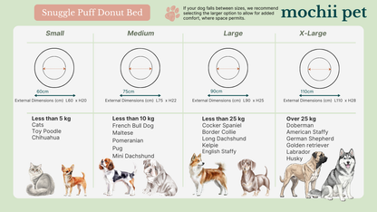 Snuggle Puff Donut Dog Bed - Calming Pet Bed for Cats & Dogs