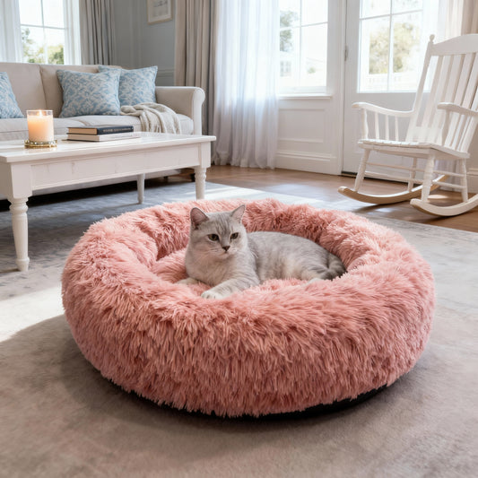 Snuggle Puff Donut Dog Bed - Calming Pet Bed for Cats & Dogs